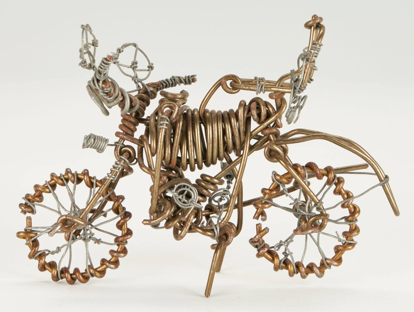 Lot 980: Three (3) Vannoy Streeter Wire Sculptures, Tina Turner, Buggy, & Motorcycle