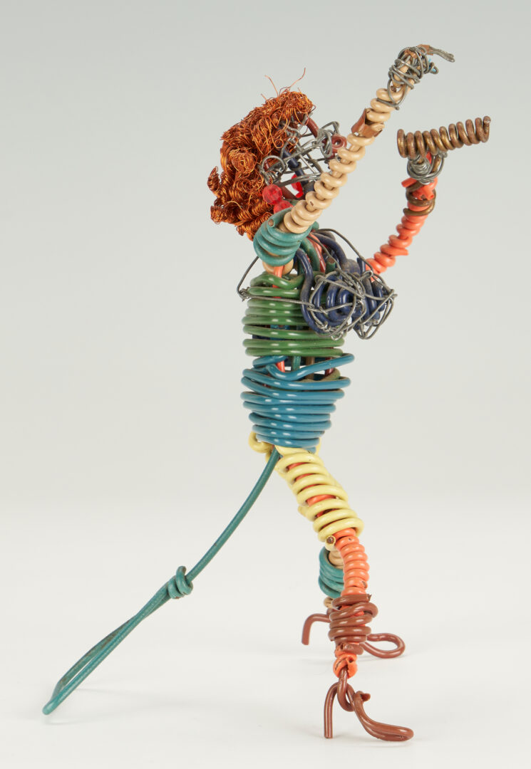 Lot 980: Three (3) Vannoy Streeter Wire Sculptures, Tina Turner, Buggy, & Motorcycle