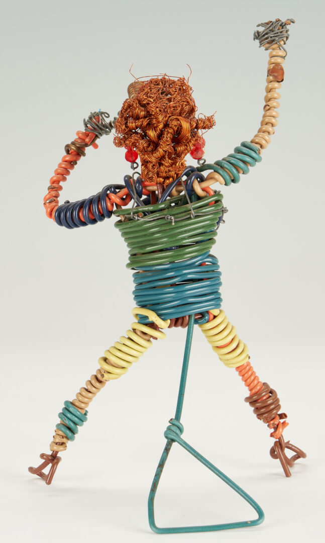 Lot 980: Three (3) Vannoy Streeter Wire Sculptures, Tina Turner, Buggy, & Motorcycle