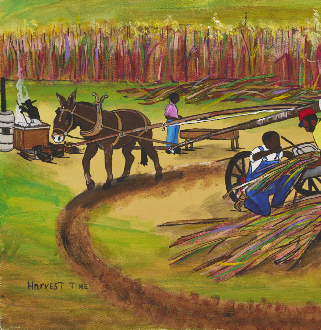 Lot 981: Maurice Cook O/C Folk Art Farm Scene, Harvest TIme