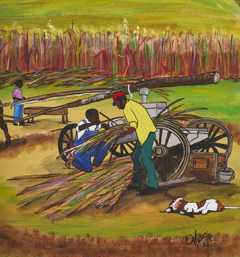 Lot 981: Maurice Cook O/C Folk Art Farm Scene, Harvest TIme