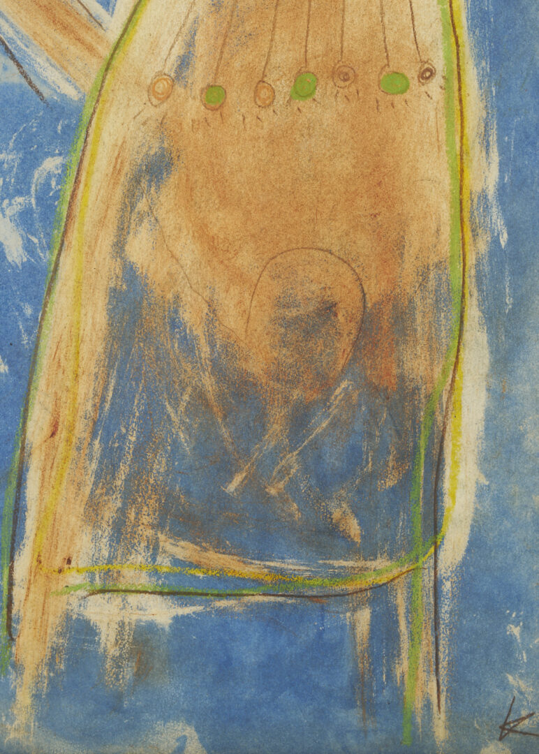 Lot 983: Karl Mullin Outsider Art Painting, Figure on Blue