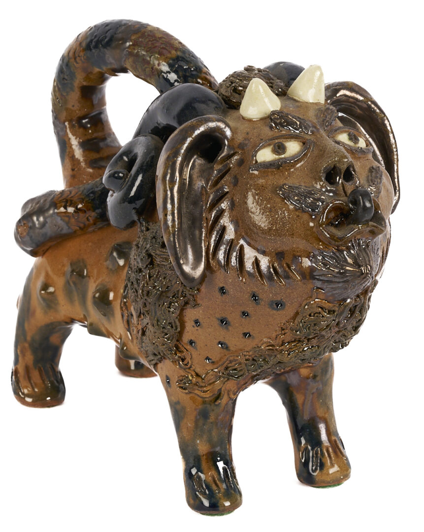 Lot 987: Billy Ray Hussey NC Folk Art Pottery Devil Lion