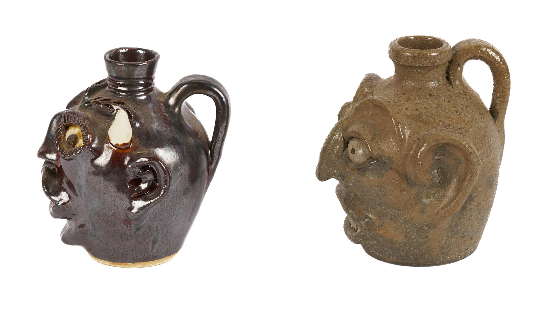 Lot 990: 3 Billy Ray Hussey Pottery Pcs., incl. Pitcher & Mini Face Jugs