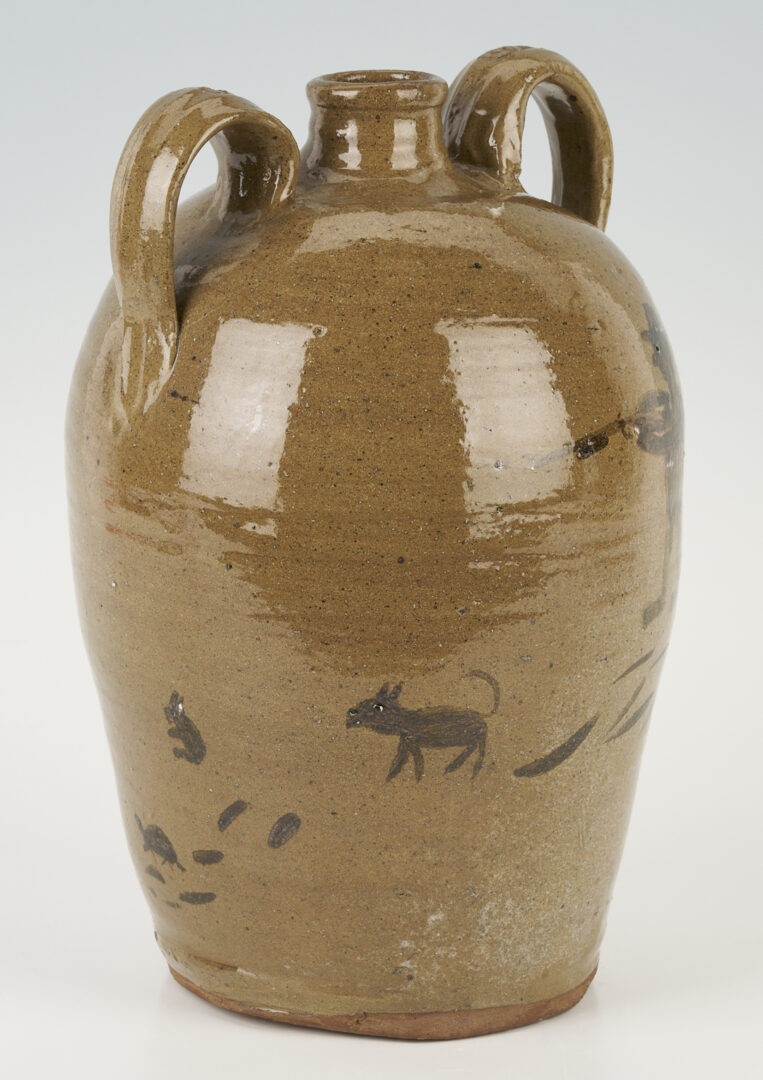 Lot 995: Chester Hewell Folk Art Pottery Jug, Slip Decorated