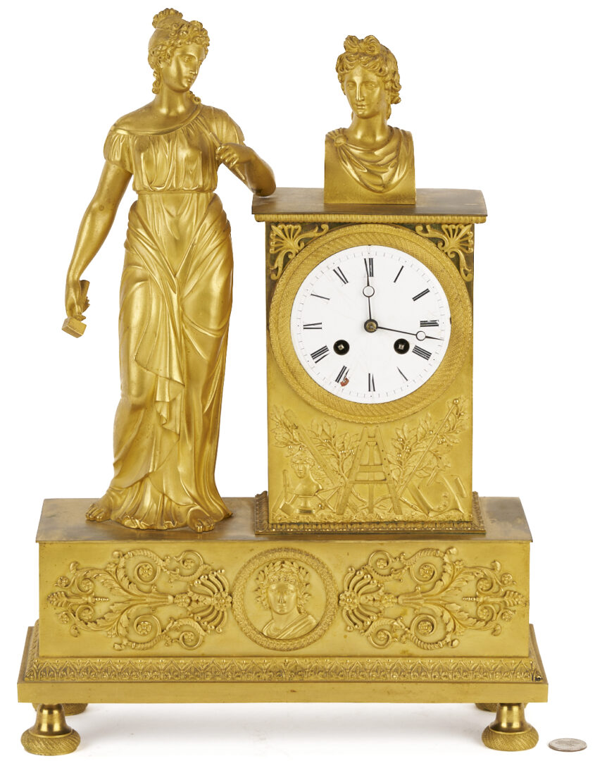 Lot 99: French Empire Marti et Cie Gilt Bronze Figural Mantel Clock