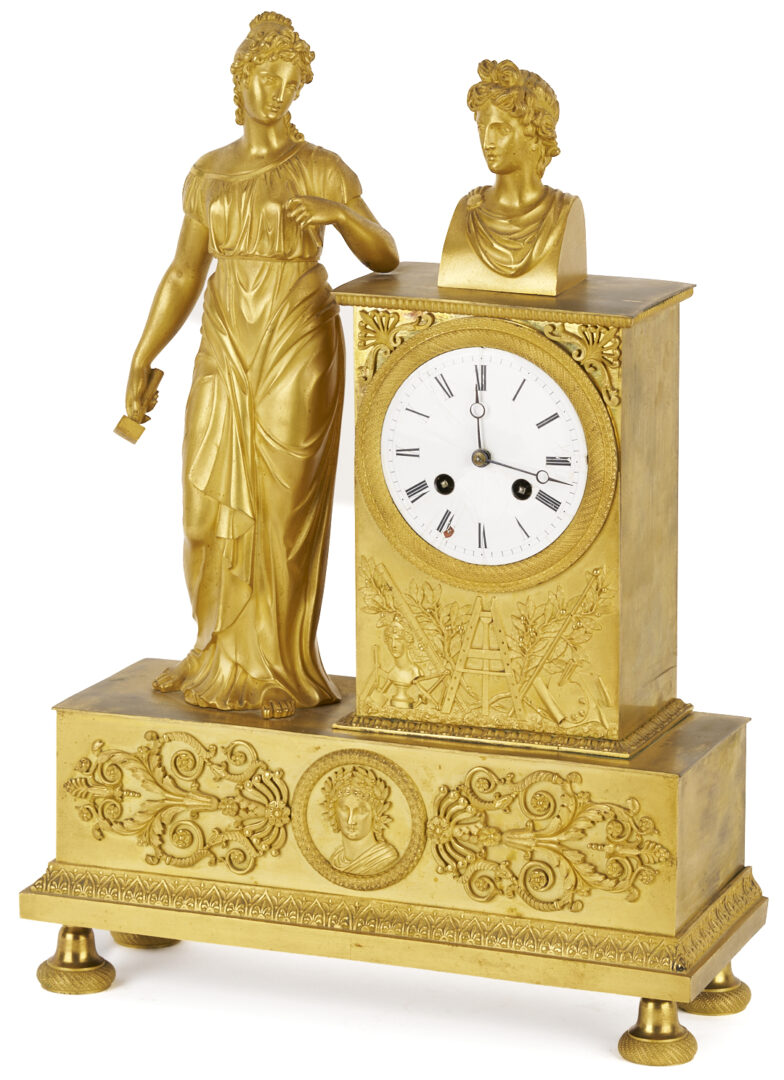 Lot 99: French Empire Marti et Cie Gilt Bronze Figural Mantel Clock