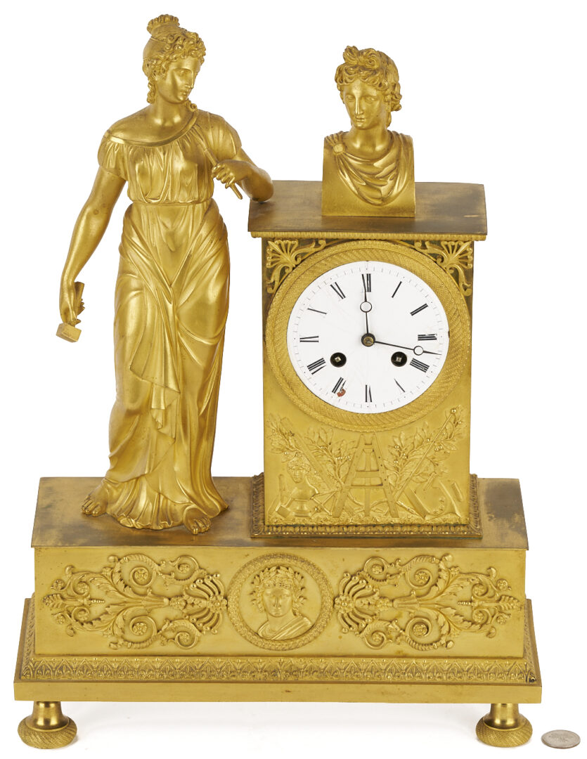 Lot 99: French Empire Marti et Cie Gilt Bronze Figural Mantel Clock