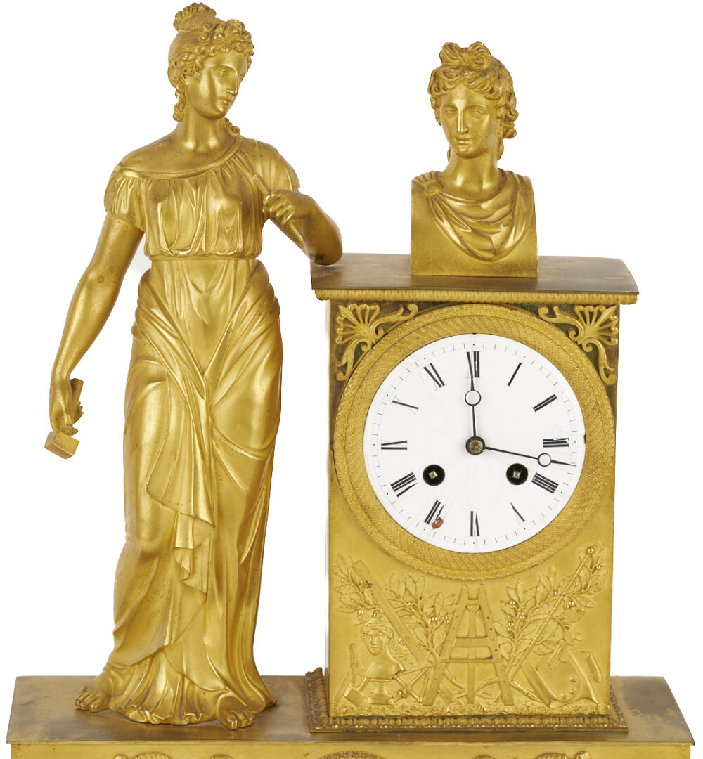 Lot 99: French Empire Marti et Cie Gilt Bronze Figural Mantel Clock