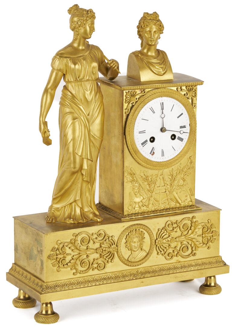 Lot 99: French Empire Marti et Cie Gilt Bronze Figural Mantel Clock