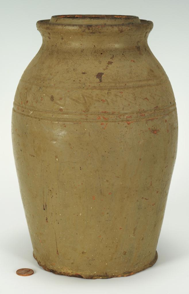 Lot 106: East TN Stoneware Preserving Jar, attrib. Mort