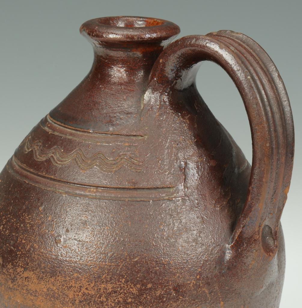 Lot 108: East Tennessee Redware Jug, attrib. Cain pottery