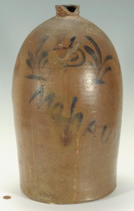 Lot 109: Greene Co. Mohawk decorated stoneware jug