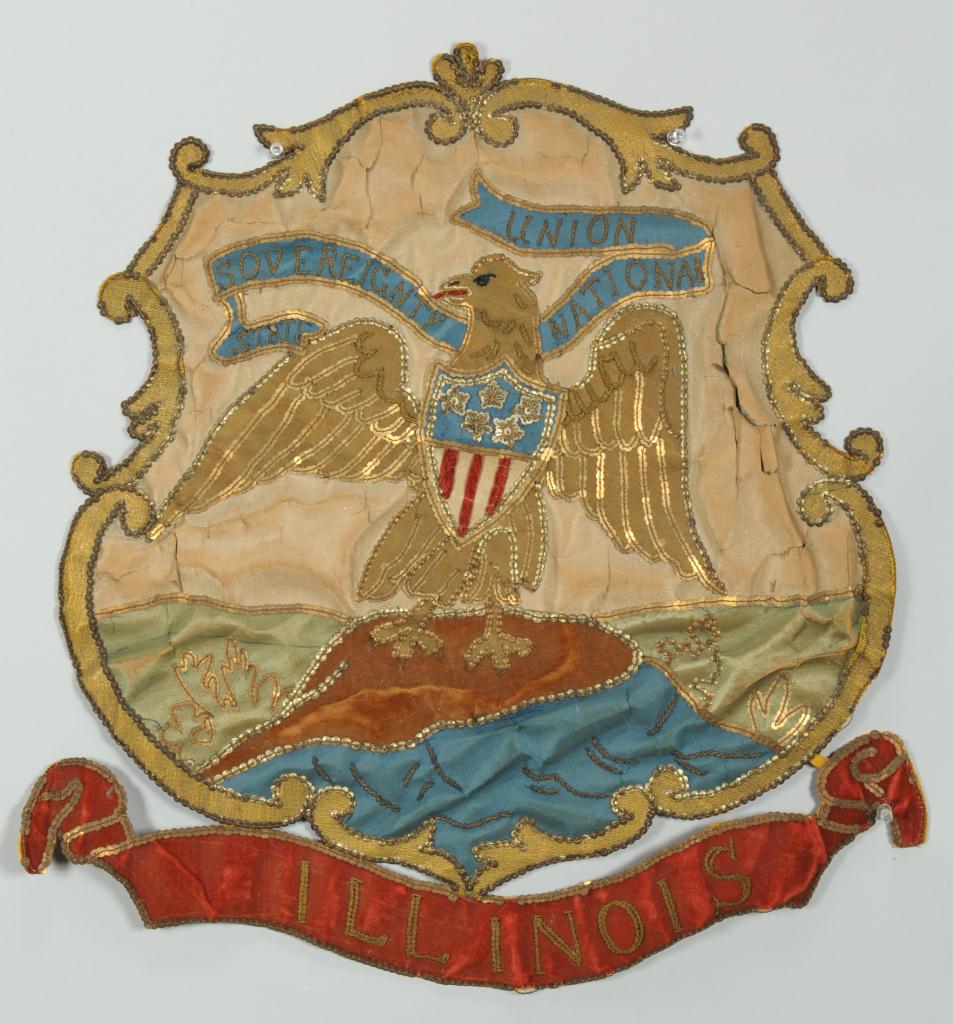 Lot 129: Illinois state seal embroidered banner