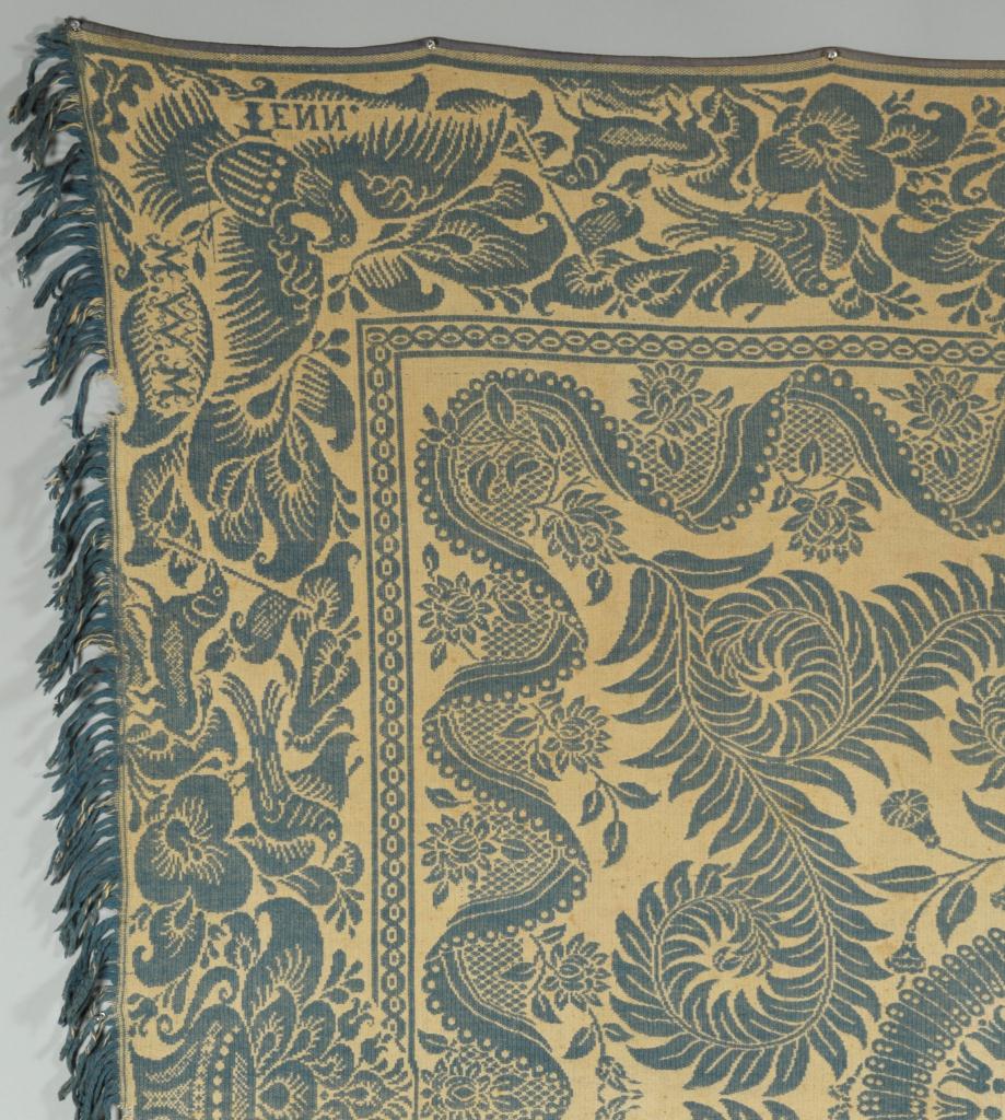 Lot 132: East TN Teal Coverlet, Maryville Woolen Mill Co.