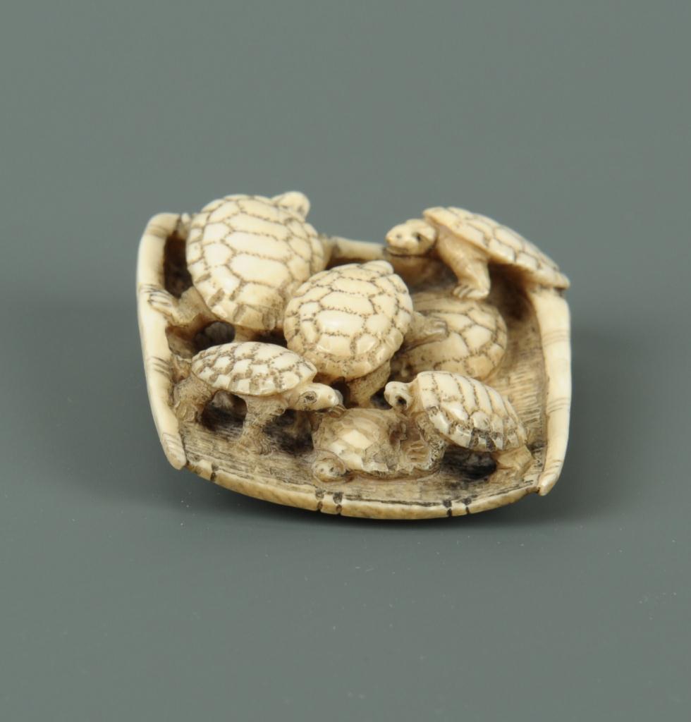Lot 13: Carved Japanese Ivory Netsuke of Turtles