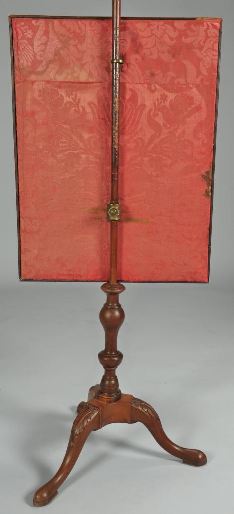 Lot 141: Pole Screen, needlework signed and dated 1762
