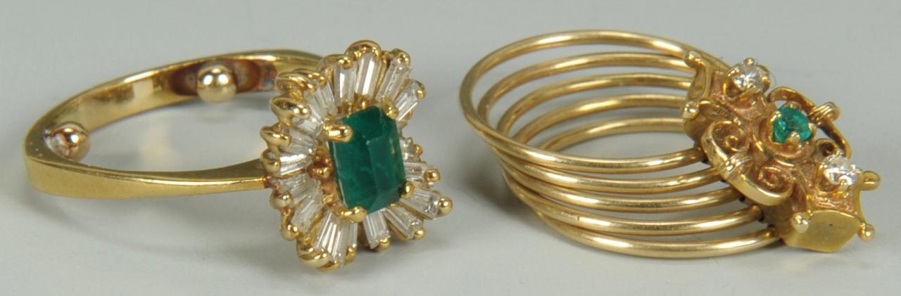 Lot 143: 18K Emerald and Diamond Ring & 14K Victorian slide