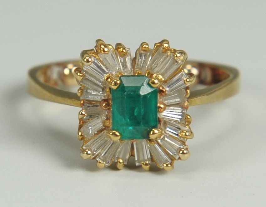Lot 143: 18K Emerald and Diamond Ring & 14K Victorian slide