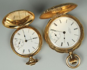 Lot 157: Two 14K Elgin Hunting Case Watches