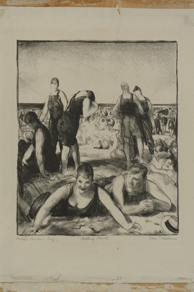 Lot 189: George Bellows signed Lithograph, Bathing Beach