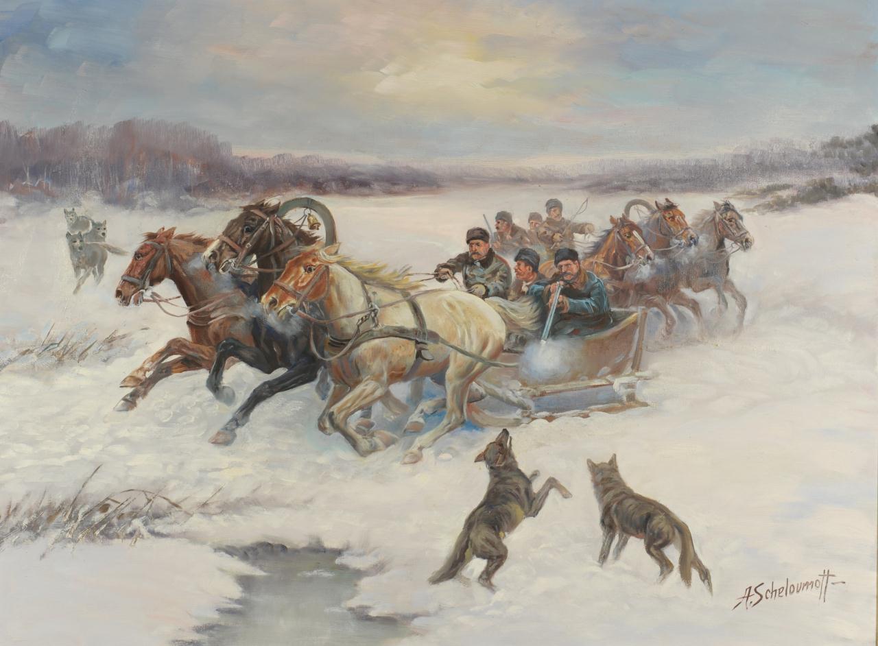 Lot 205: Russian Oil Painting, A. Scheloumoff