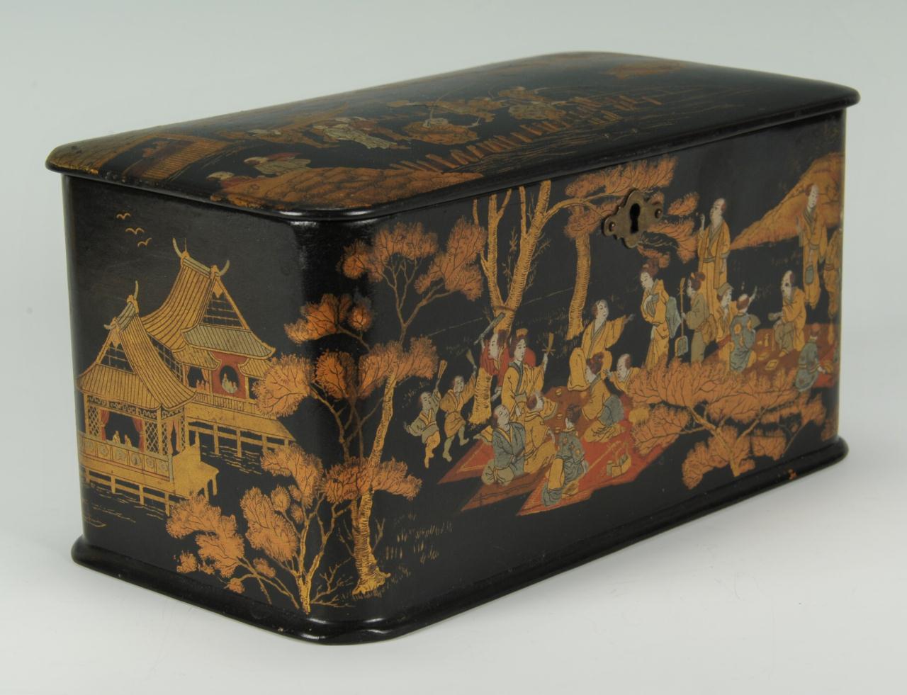 Lot 209: Japanese black lacquered tea caddy, late 19th c.