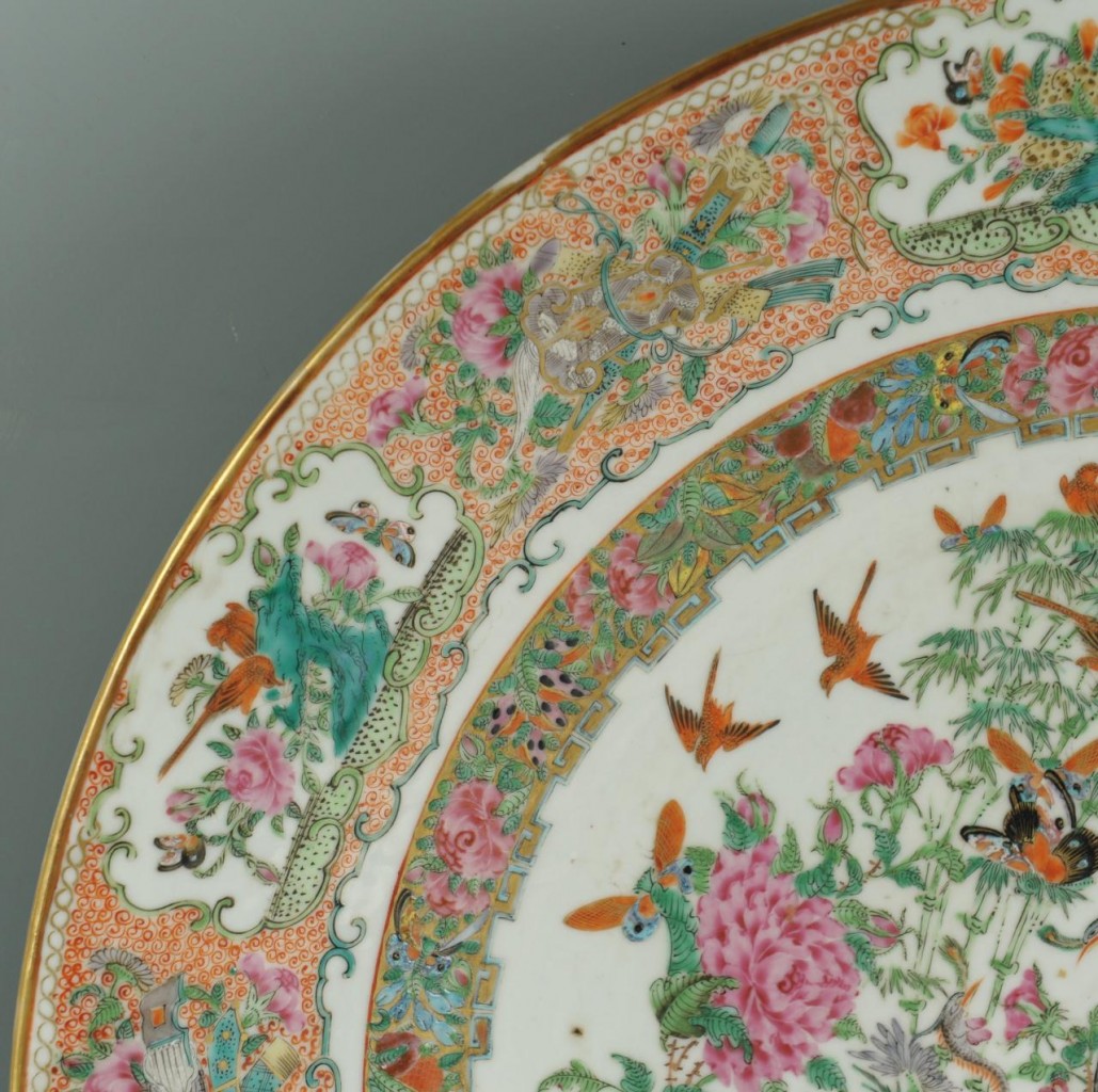 Lot 20: Large 18 in Chinese Famille Rose Charger, early 19