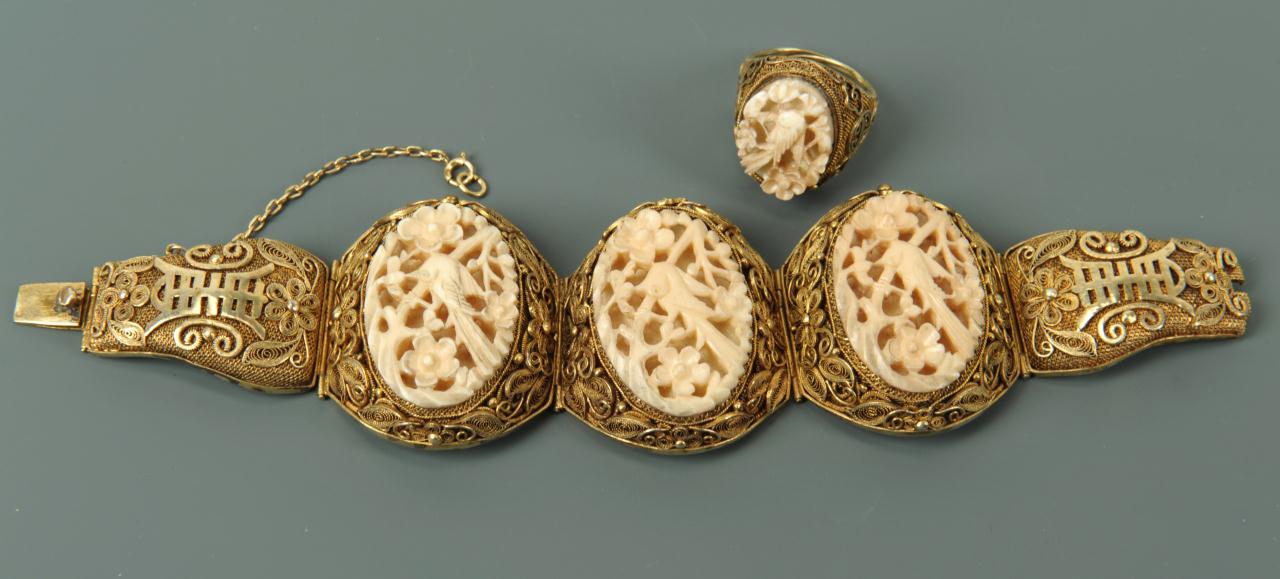 Lot 219: Group of Asian jewelry incl ivory