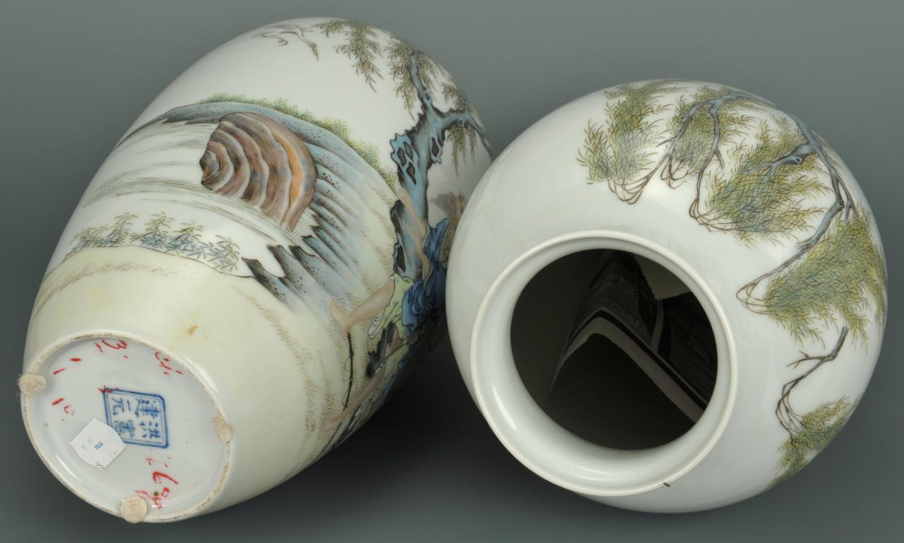 Lot 23: Pair of Chinese Republic Vases, fisherman