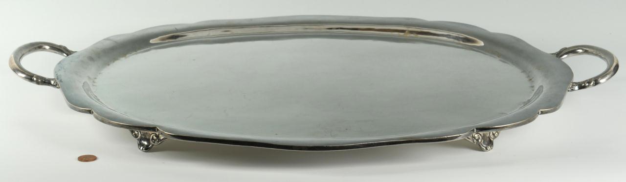 Lot 262: Mexican Sterling Silver Serving Tray, 93 oz.