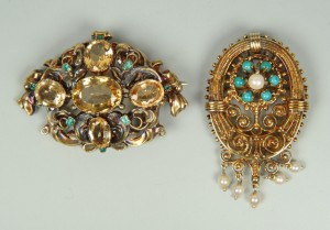 Lot 275: Two 14K Victorian Brooches
