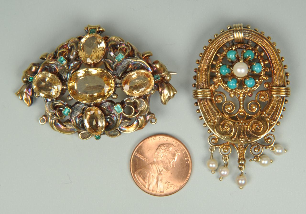 Lot 275: Two 14K Victorian Brooches