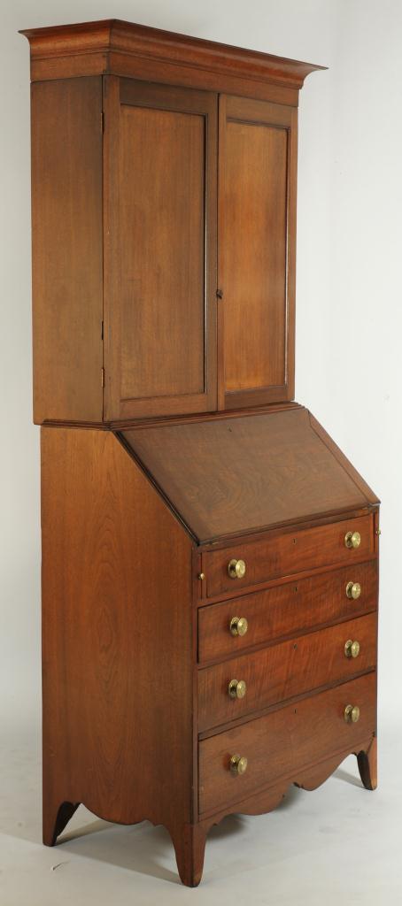 Lot 283: Federal Walnut Tennessee Desk and Bookcase