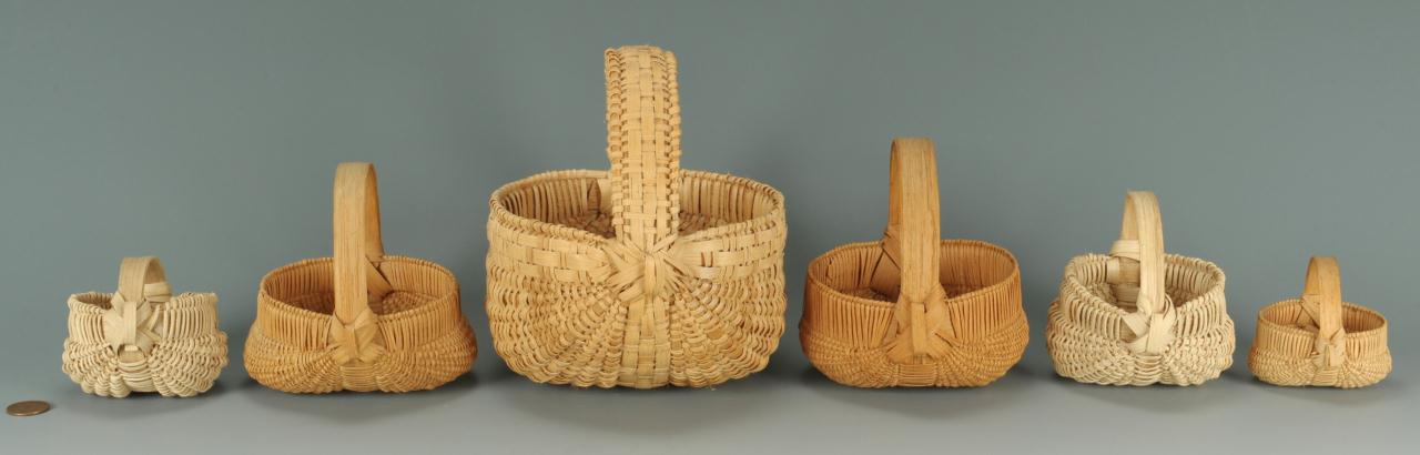 Lot 296: 6 small Tenn. baskets including Hibdon & Milligan