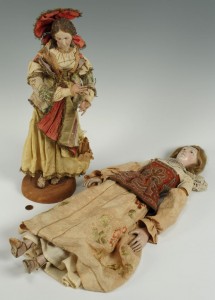 Lot 302: Two 19thc. carved religious figure santos dolls