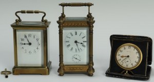 Lot 308: 2 Carriage Clocks and 1 Tiffany Travel Clock