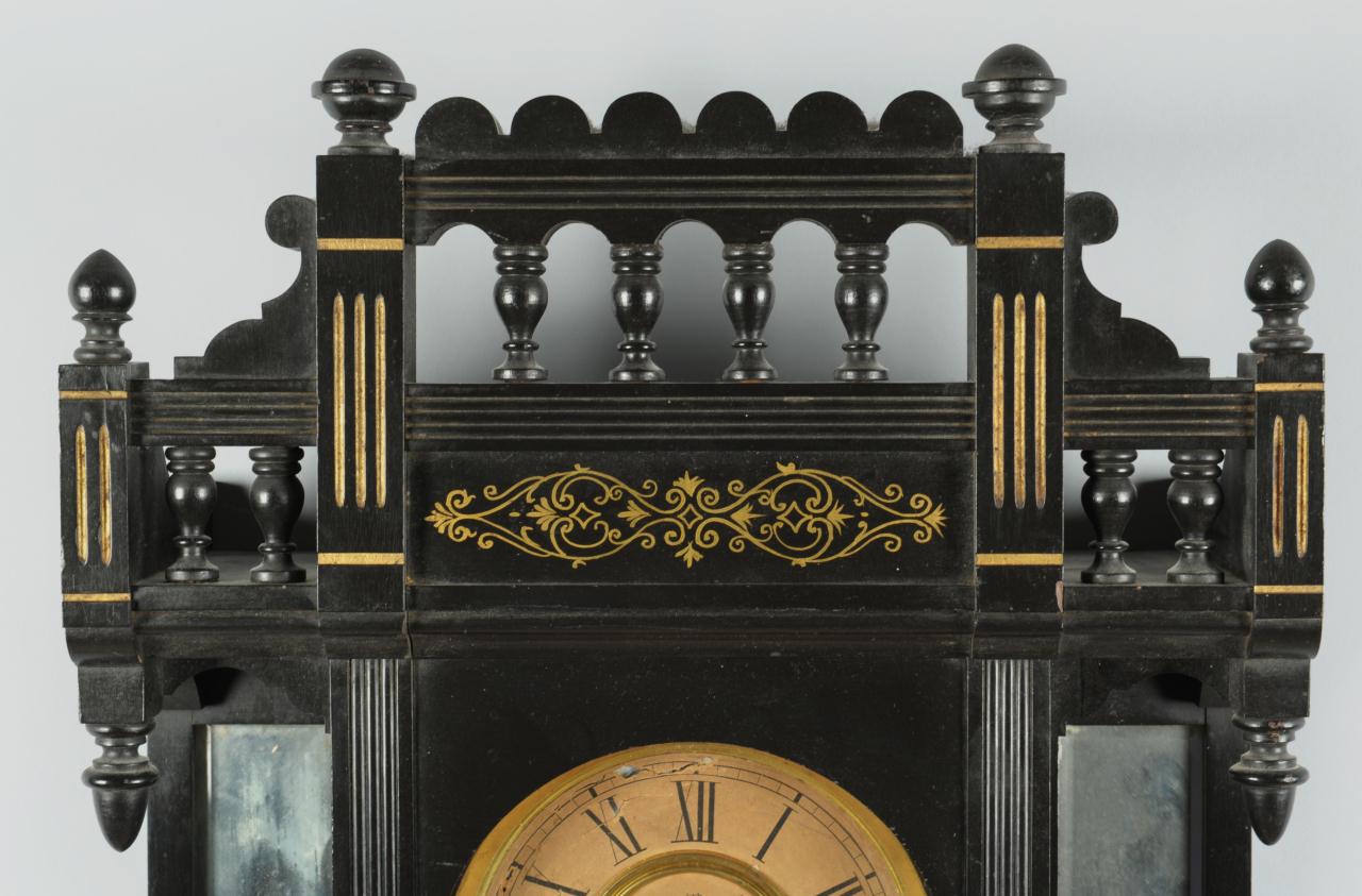 Lot 312: Ansonia Reflector Wall Clock in Ebonized Case