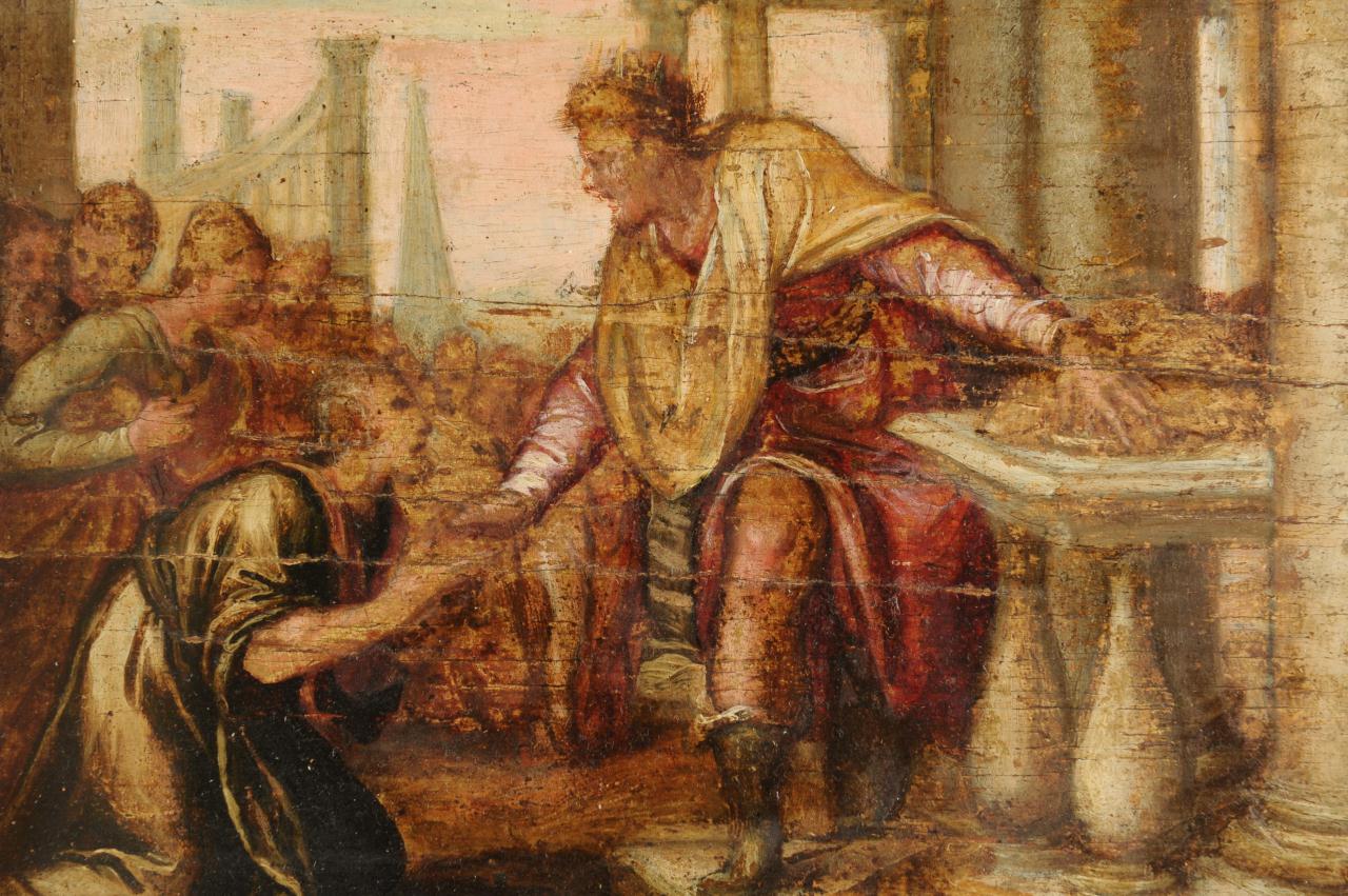 Lot 332: Oil on Panel of King David, Attr. Schiavone