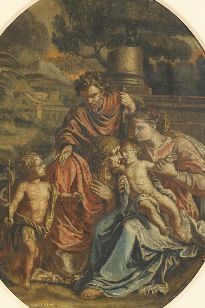Lot 334: European School painting, Holy Family, 17th c.