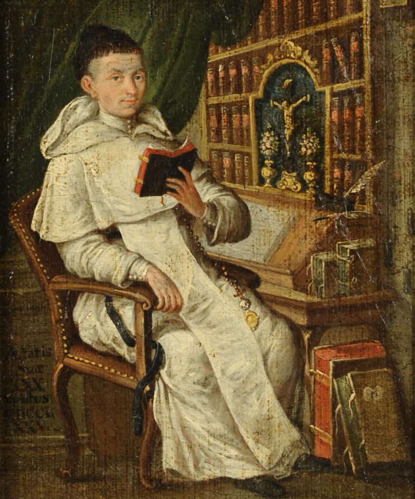 Lot 337: Continental oil on panel, Young Cleric, 18th c.