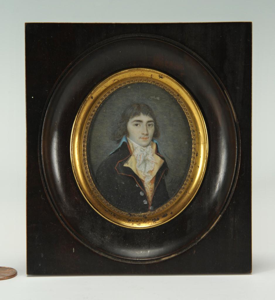 Lot 34: Portrait miniature of a gentleman, signed Abel