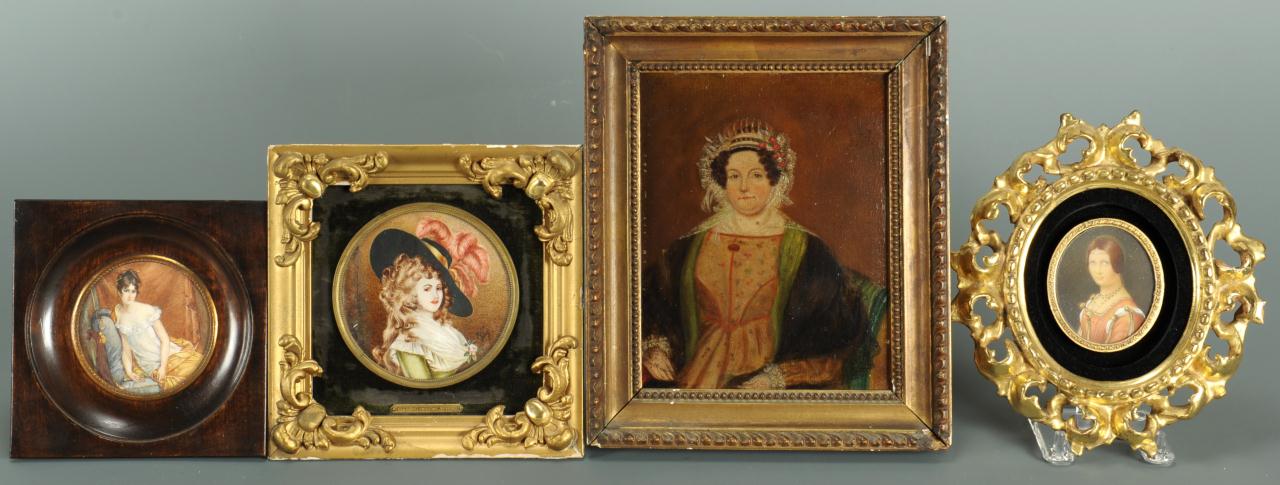 Lot 35: Four miniature portraits of ladies