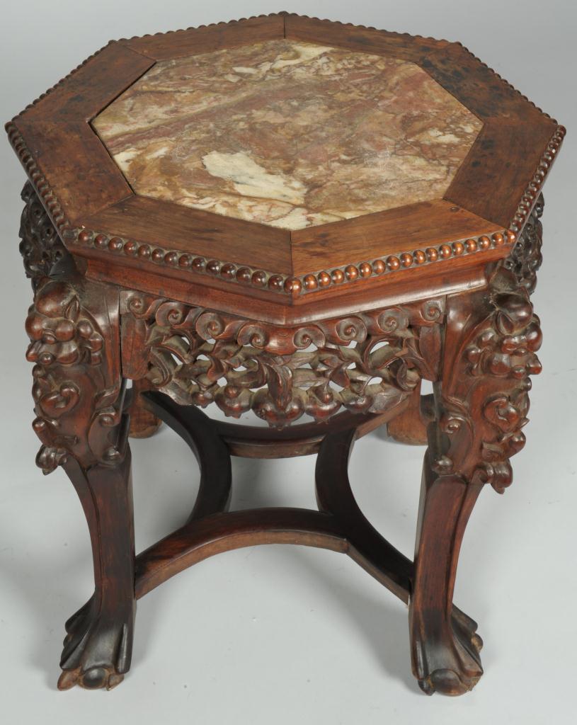 Lot 388: Chinese carved rosewood fern stand