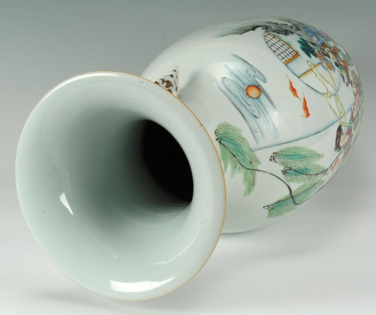 Lot 405: Chinese Porcelain Temple Vase and Porcelain Plate