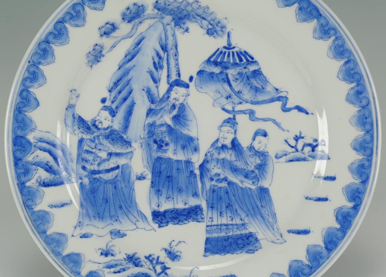 Lot 405: Chinese Porcelain Temple Vase and Porcelain Plate