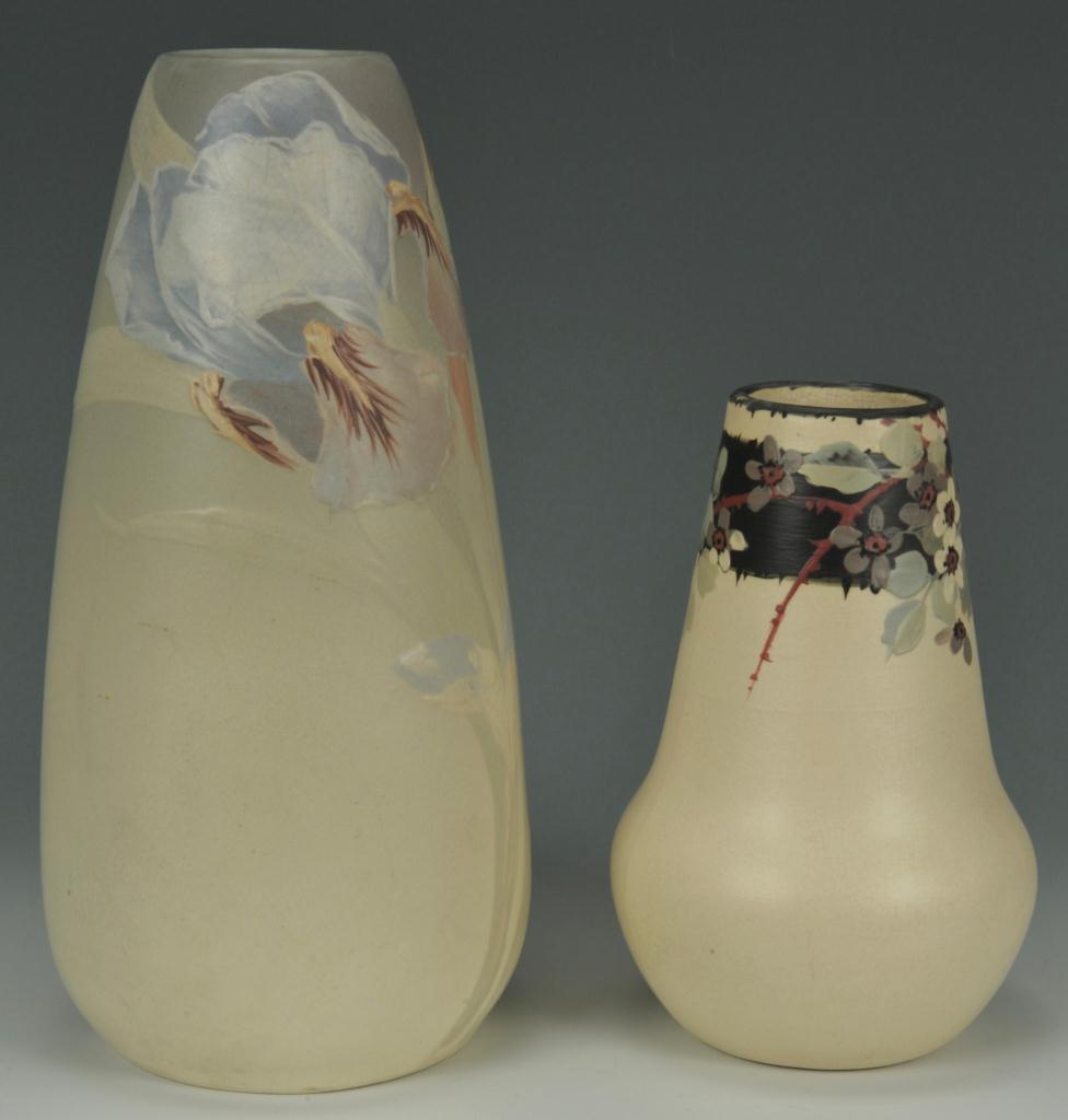 Lot 412: 2 Weller Art Pottery Floral Vases