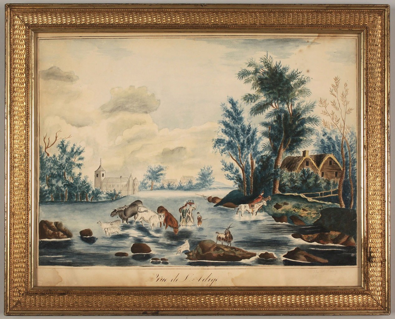 Lot 433: Continental School, watercolor landscape