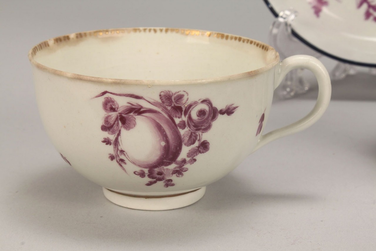 Lot 448: Early cups and saucers incl Worcester, Meissen