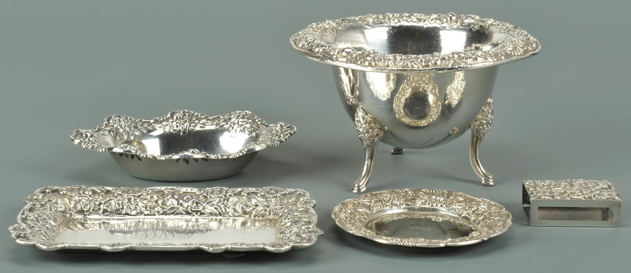 Lot 471: Five Kirk Repousse sterling silver table items